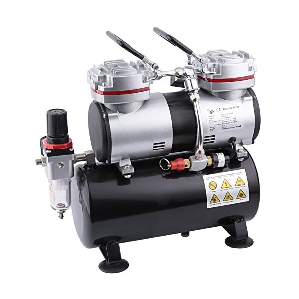 Fengda AS-196 Airbrush Mini Kompressor mit Lufttank/Druckbehälter/ 6 bar / Auto Stop