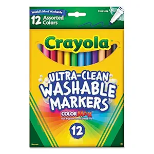 Washable Markers, Fine Point, Classic Colors, 12/Set