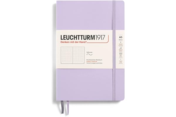 LEUCHTTURM1917 365497 Carnet de notes Medium (A5), Couverture souple, 123 pages numérotées, Lilac, pointillé