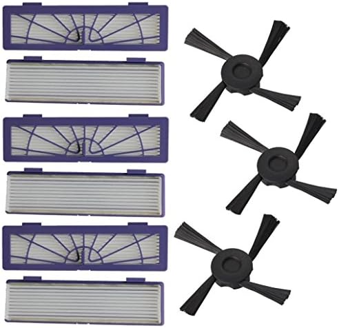 bonjouree) 6pc 3pc Side Brush and Filter Replacement For Neato Botvac 70e 75 80 85