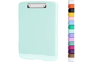 Piasoenc Clipboard with Storage, 8.5x11 Storage Clipboards with Pen Holder and A4 Legal Paper Folder, Heavy Duty Plastic, Folio & Side-Opening, Low Profile Clip, for Nurses, Teachers, Blue