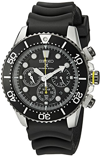 Seiko SSC021P1 Solar Diver's  - Wristwatch men's, Rubber, Band Colour: Black