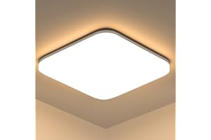 LEDYA Lámpara de Techo Plana 18W, 2700K 1600LM IP54 Lámpara de Techo Impermeable, Panel de 22cm x 22cm Lámpara de Baño Techo para Sala de Estar/Dormitorio/Cocina/Baño, Blanco Cálido-220mm