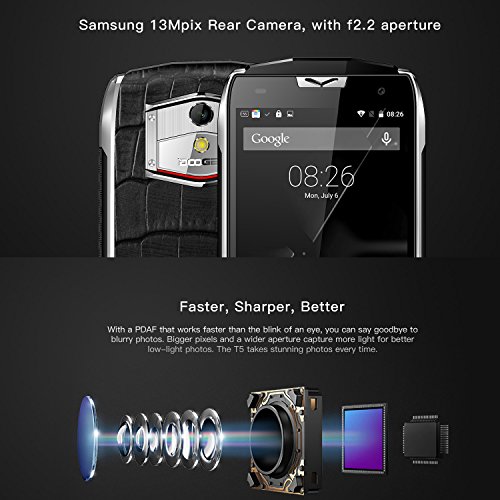 Rugged Phone, DOOGEE T5 IP67 Wasserdichtes Smartphone - WCDMA 3G 4G / LTE FDD Android 6.0 - Tough Outdoor Mobile mit 4500mAh Akku - 3GB RAM + 32GB ROM - 5MP + 13MP Kameras - Duales Erscheinungsbild