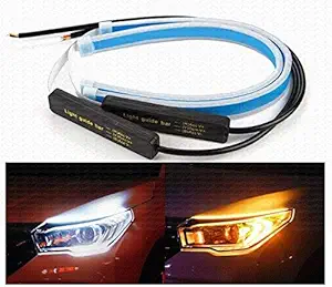 Auto Snap Car Led Strip for Headlight White Daytime Running Light, Turn Signal Yellow/Amber Indicator Light Lamp Matrix DRL 12v (Left&Right), 24 Inches Dual Tape Compatible With Swift 2019