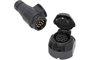 TAEUYYM Enchufe de Remolque 13 Pines - Conector Hembra Macho 12V Impermeable para RV, Camión y Auto
