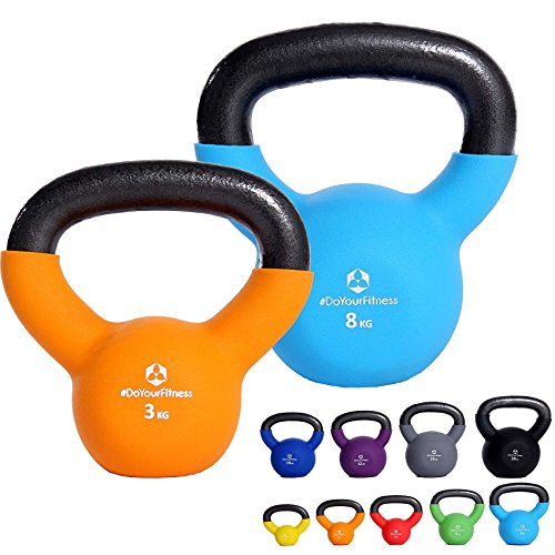 2er-Set KettleBell »Kylon« Kugelhantel bis zu 30kg Gesamtgewicht / Handgewicht 100% Eisen mit Neoprenoberfläche / High Performance Studio-Qualität ideal Krafttraining, Gymnastik und Heimtraining!
