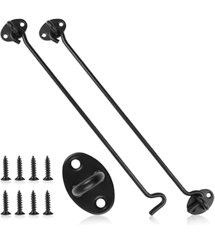 ALPENSTAHL Lot De 2 Crochets De Fenêtre En Métal Avec Plaque à œillets Pour Portes Lourdes | Verrouillage De 280 Mm | Crochets En Acier Galvanisé