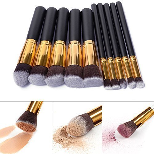 Eleacc 10tlg Make UP Pinsel Pinselset Gesichtspinsel Schminkpinsel Kosmetikpinsel Kosmetik Brush Schwarz