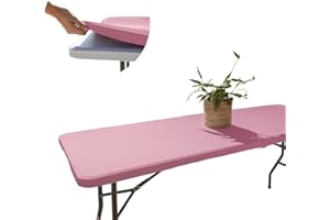 Glop Nappe Rectangulaire Extérieur Rose 182x76 cm, Nappe Élastique Table Jardin, Anti Tache, Facile à Nettoyer, Idéale pour Table Pliable, Camping, Terrasse, Résistante au Vent