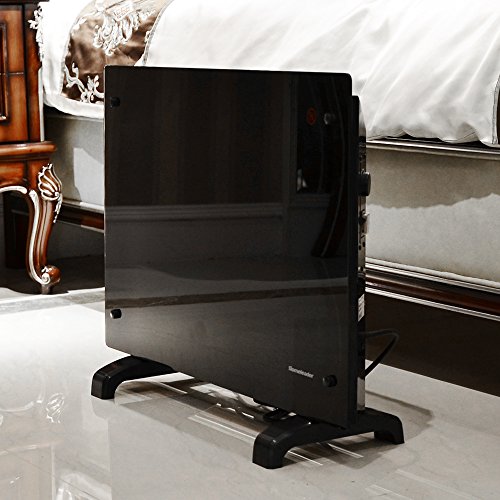 Homeleader® Glas Konvektor Heizung elektrischer wasserdichter Flachheizkörper wärmewellenheizung Stand und Wand GHB-20A 2000W schwarz Überhitzungsschutz - 3