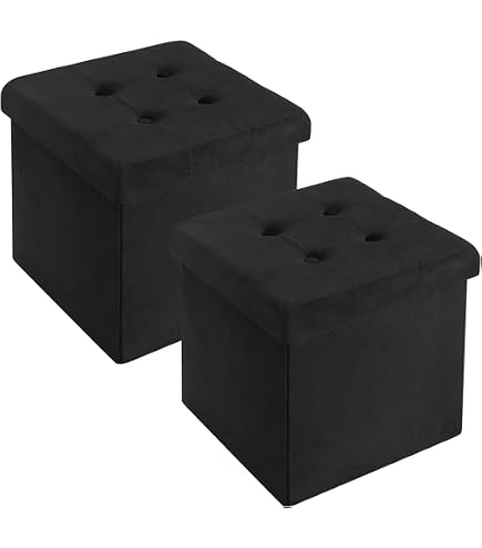 VBChome Sitzpouf Mit Stauraum - Grauer Samt, 60x38x38 Cm, Faltbar & Vielseitig