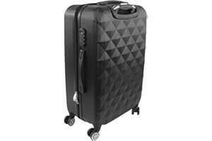 COZYBRITE Luggage Suitcase Medium Size 24 inch with 4 Wheels Hard Shell 57 litres Lightweight for Travel (Black)
