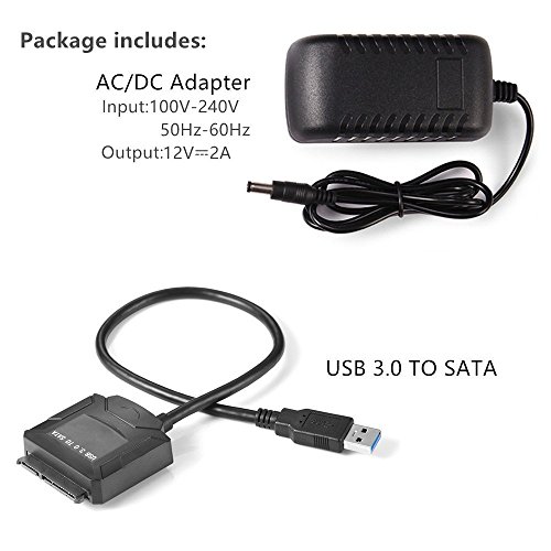 USB 3.0 to SATA Converter External Hard Driver Adapter Hub for 2.5″ SSD/HDD Drives High Speed Power Cable Up to 5Gbps Support Drivers with A Capacity More Than 2TB - 7