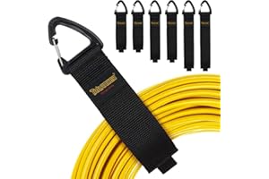 Trilancer Organizer na Kable Uchwyt do Kabli z Rzepem i Klipsem (6-pak) Taśma z Zaczepem Opaska na Przewody, Linki, Sznurki Możliwość zawieszenia pod Biurkiem, na Ścianie (2xS, 2xM, 2xL)