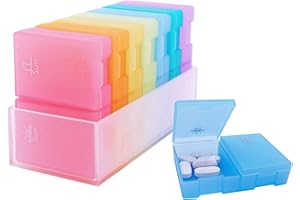 Tablettenbox 7 Tage Morgens Abends, Senders Pillendose 7 tage 2 fächer, Handlicher und Feuchtigkeitsbeständiger Medikamentenbox Medikamentendosierer Woche um Vitamin und Medikamente aufzubewahren