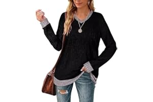Aokosor Langarmshirt Damen Sweatshirt Rundhals Pullover Herbst Winter Casual Oberteile Locker S-XXL