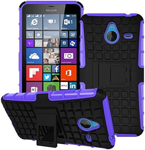 Microsoft Lumia 640XL Case, TERF Impact Resistant Rugged Armor Dual Layer Hybrid Hard Back Shockproof Case Cover For Microsoft Lumia 640XL - Purple