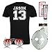 Produktbild Halloween Fasching Kostüm Set Jason 13 Michael Myers Kostüm Verkleidung Set Shirt und Brille Pilot H20 Maske Kunstblut Halloween Fasching Freitag 13 (Large)