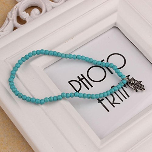 Ularmo Fußkette Boho Perlen Hamsa Fatima Fußketten Foot Chain Beach Jewelry - 4