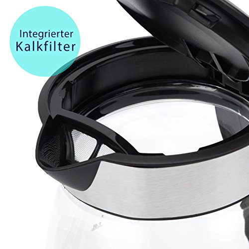 VERDA Wasserkocher 1,7L 2200W Edelstahl LED BELEUCHTUNG Glas SN0617L-7 - 3