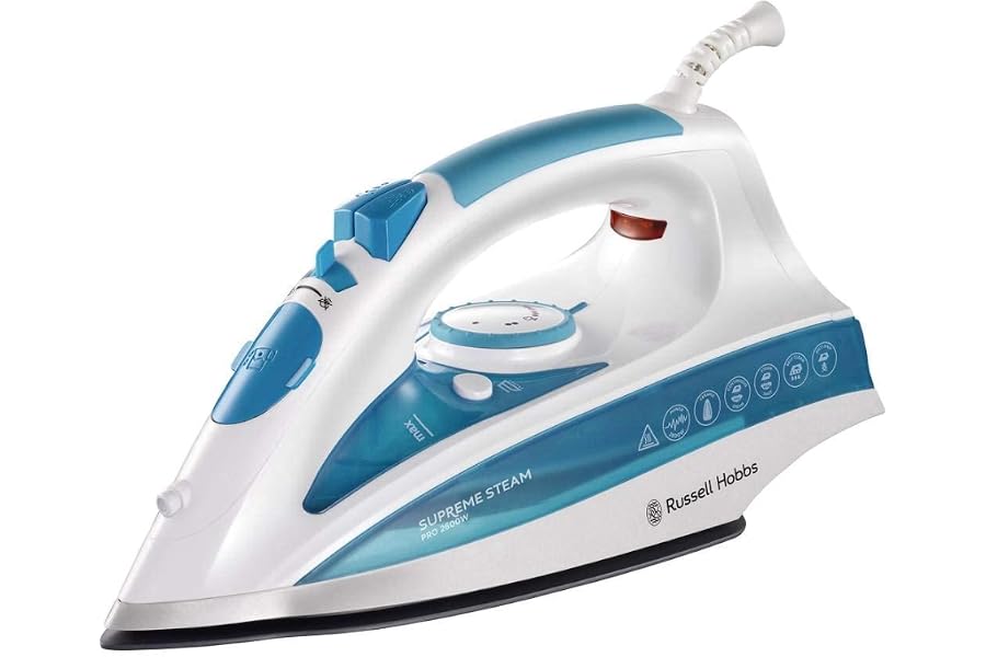 Russell Hobbs Plancha de Ropa Steam Glide Professional - 2600 W, Suela de Cerámica, Antideslizante, Planchado Seco, Golpe Vap