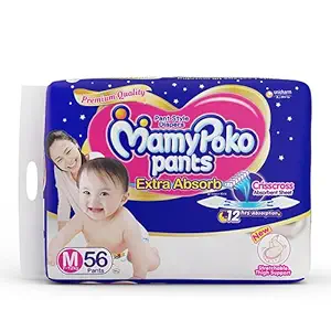 MamyPoko Pants Extra Absorb Diapers, Medium (Pack of 56)