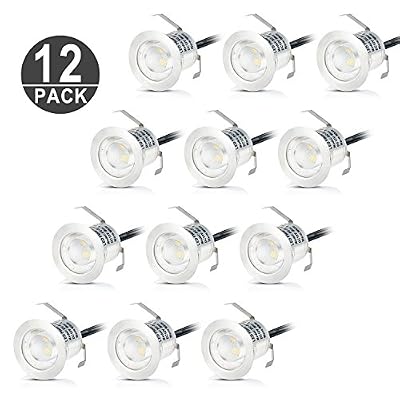 Domua 12X Spots LED Encastrable Extérieur IP67 Acier inoxydable - Spots à Encastrer pour Terrasse Bois Plafond 0,6W DC12V Lumière Blanc Chaud Etanche Kit Mini Spot LED Lampe Extérieur pour Chemin Contremarches d'escalier Piscine