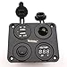 Produktbild Linchview Dual USB Ladegerät Aluminium Schalter Panel, LED Voltmeter, 12V Steckdose + ON / OFF Schalter 4 Loch Knopfleiste für Auto Boot Marine LKW Motorrad RV ATV Fahrzeuge GPS Handy Kamera Mp3
