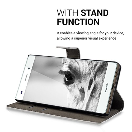 kwmobile Funda para Huawei P8 Lite  2015  - Carcasa de  Cuero sint  tico  con dise  o de Jirafa - Case con  Tarjetero 