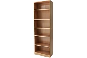 Absolute Deal Tall Narrow Bookcase Storage Unit With Adjustable Shelving Furniture For Living Room Home Office, Beech, 60 x 29 x 180 cm