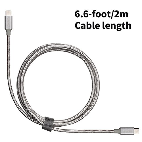 Onite Geflochtene dauerhafte USB-Typ C bis C Neue MacBook Pro Ladekabel, Lenovo Yoga 910,HP Pavilion X2,Samsung Galaxy Tab S3 9.7,Asus ZenPad S8.0, zertifiziert Max bis 4.6A 87W 2M (Gray) - 4