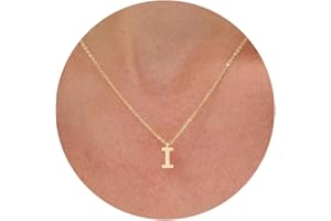 HANLI Initial Necklace Women Girls - 14k Gold Plated Dainty Letter Necklace Simple Alphabet A-Z Necklace Personalized Monogram Name Necklace Birthday Gifts for Her Teenage Jewelry