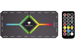 Jungle Leopard 2-IN-1 ARGB PWM Fan Hub, Controller RGB PC Con Hub ARGB (BK)