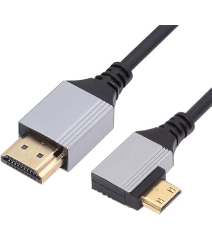 NFHK Mini HDMI 1.4 Maschio a HDMI Maschio 4K 60hz Stretch Cavo a spirale ad angolo retto di 90 gradi per HDTV Computer Portatile Monitor