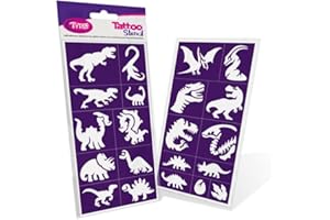 ‎TYTOO TyToo Glitzer Tattoo Schablonen Set – wiederverwendbare Vorlagen für Kinder & Erwachsene – EU-Design, hautfreundlich, perfekt für Partys, Kinderschminken & Bodypainting (Dinosaurier)