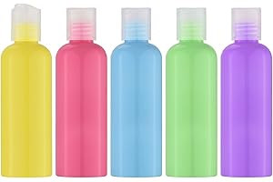 LIVFA Flacone da Viaggio Vuoto da 100ml, Contenitore a Prova di Perdite, Flaconi Ricaricabili con Etichetta per Shampoo, Lozione, Cosmetici (5 Pezzi, Colorato)