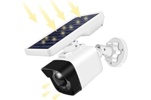 AOTTOM Dummy Camera with Solar Lamp Outdoor with Motion Sensor Solar Powered Camera Dummy Surveillance Camera IP Camera IP66 Waterproof with Solar Light for Garden Door Opening Corridor