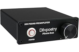 AOSHIDA Dilvpoetry Phono Box MM Phono préampli pour Platine Vinyle préamplificateur Audio phonographe préampli (Noir)