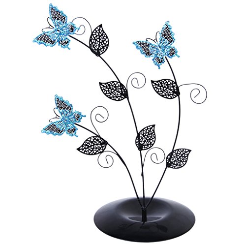 Blau Schmetterling Baum Schmuck Ständer Ohrring Halter Veranstalter Anzeige Rack - 3