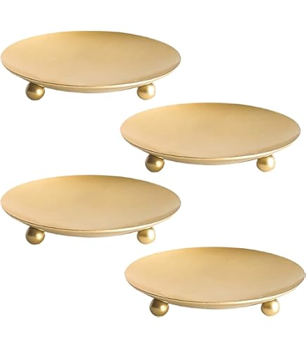 2 Portacandele Oro Rotondi In Resina - Per Candele Natalizie, Matrimoni O Decorazione Casa | Stile Vintage - Foto 2