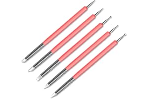 FLZONE 5 Piezas Herramientas de Arcilla de Doble Punta,Lápiz Capacitivo de Bola Herramientas de Puntos para Pintar Rocas,Cerámica,Arcilla,Artesanía,Rosa