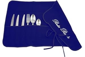 MAGIE DI CASA Porta Posate in Panno cm.35x62 Ricamato - imbustato 1 a 1 - Made in Italy (Blu)