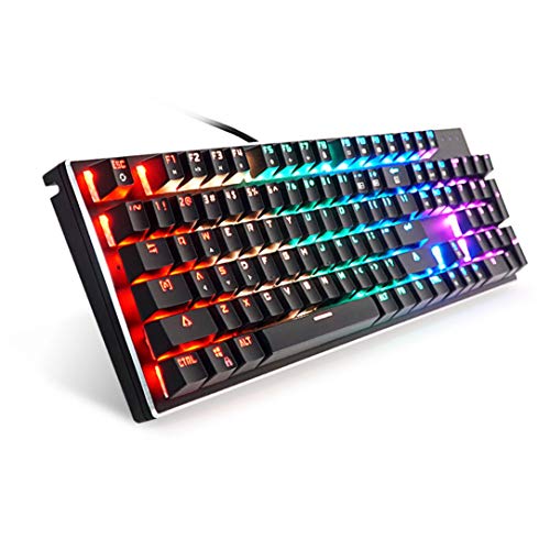 Preisvergleich Produktbild K10 Rainbow LED Backlit wasserdicht verdrahtetes OEM-Logo-Gaming-mechanisches Spiel benutzerdefinierte Tastatur wechseln schwarz