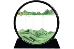 Aoderun Sandbilder Zum Drehen 3d Sanduhr Büro Deko Sand Rundes Glas Fließender Sand Rahmen Bewegliches Sandbild für Schreibtisch Sandmalerei für Erwachses (Grün,20cm)