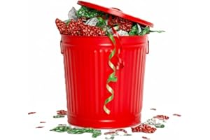 Jinfa Bidone della spazzatura in metallo con manici e coperchio | Rosso | Ø 42 cm, h 47,5 cm | Capienza 62 litri