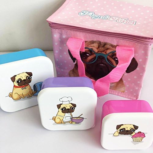 Pug Lunch Bag & Lunch Boxes Pack. Children/ Adults Food on Go School