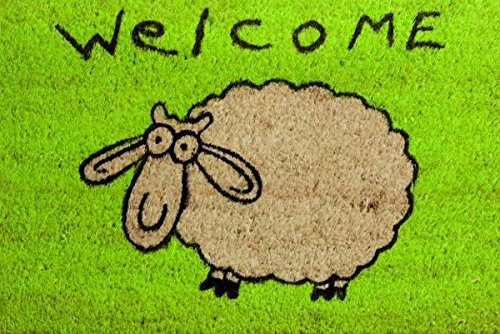 Coco Style Kokos-Fußmatte, Türmatte, Eingangsmatte, Vorleger Des. 9126-08 Schaf ca. 40 x 60 cm, rutschfest, 100% Kokos bedruckt