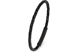 Simaru Skórzana bransoletka, pleciona 4 mm dla kobiet i mężczyzn, bransoletka z prawdziwej skóry z zapięciem na haczyk ze stali nierdzewnej, jakość premium Made in Germany, XL - Handgelenkumfang von