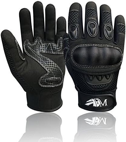 Ultimate Pro-biker Cow Analine Leather Sports Motorcycle Motorbike Full Finger Summer Mountain Bicycle Riding Sports Glove with Knuckle Protection for men’s safety 9001 (Black-Black, S)